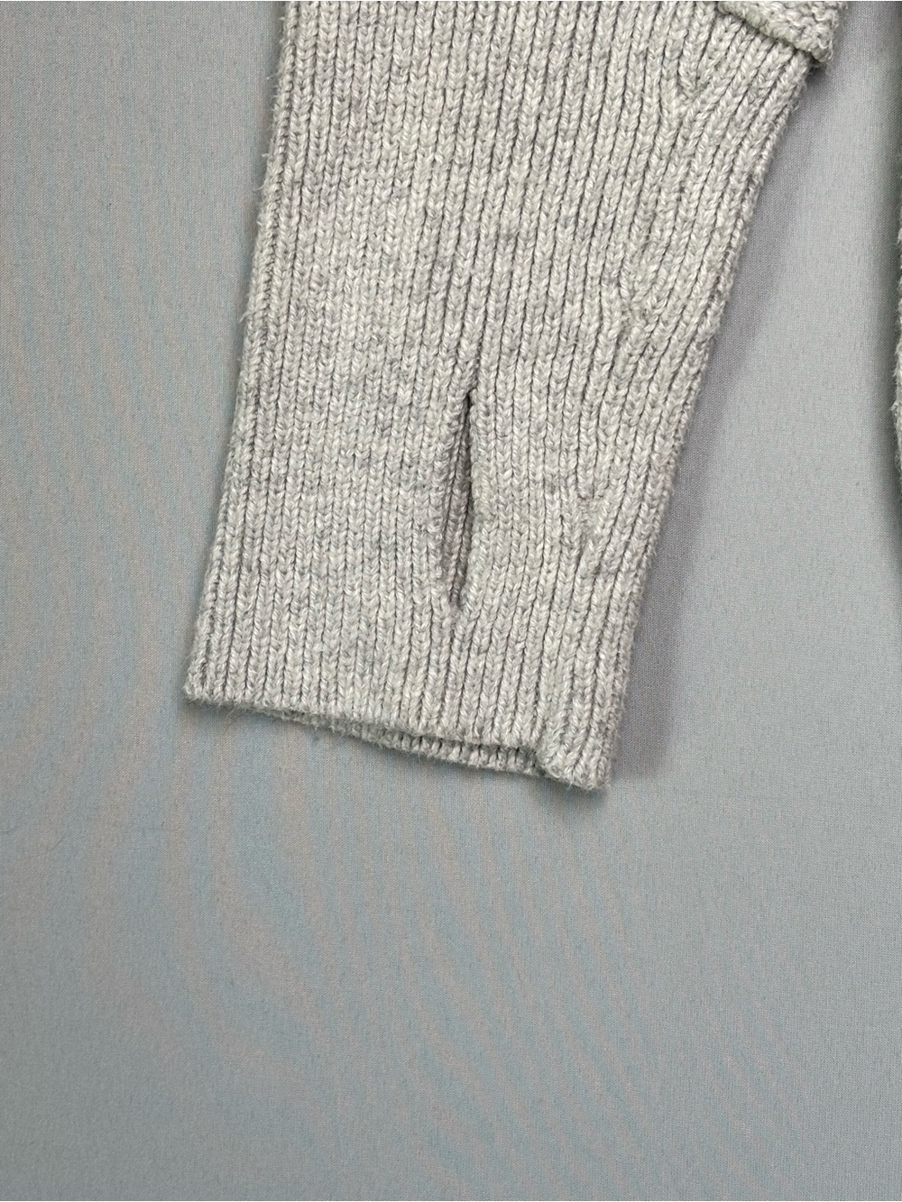 Market & Spruce Gray Chunky Knit Cowl Neck Sweater Cozy Oversized Thumbhole M - Picture 3 of 11